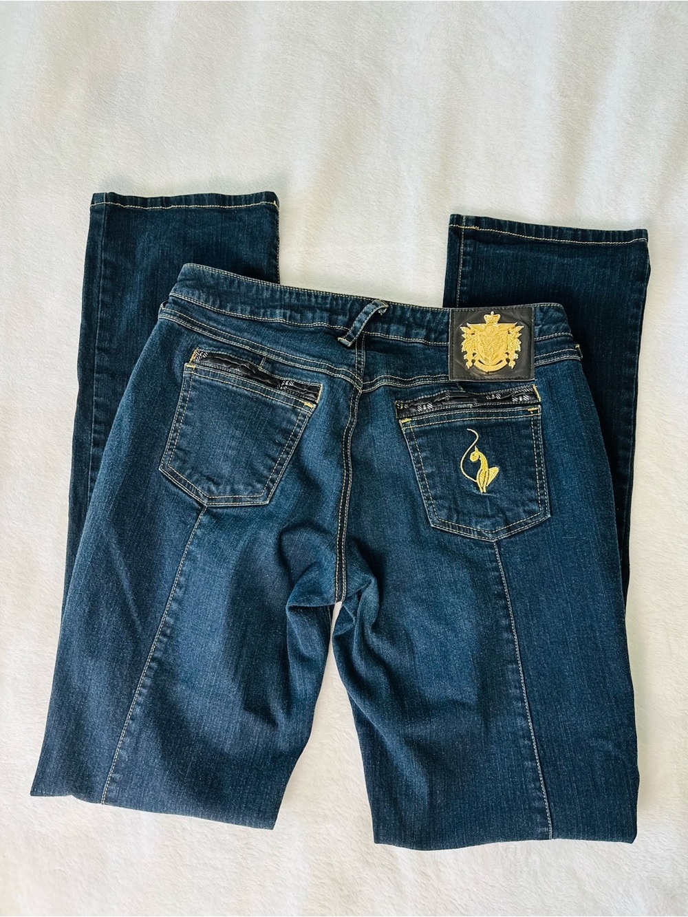 Vintage Y2K Baby Phat Low Rise Jeans in Dark Wash Denim Size 9 - Picture 3 of 11